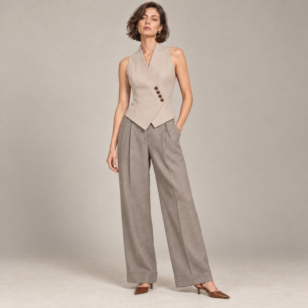 Butterick 4009 Retro 90s Menswear Inspired Vest Pants Blouse 12-14 PowerDressing